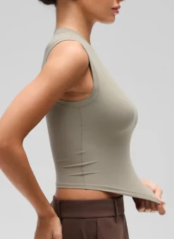 Softembrace Crop High Neck Sleeveless Tank