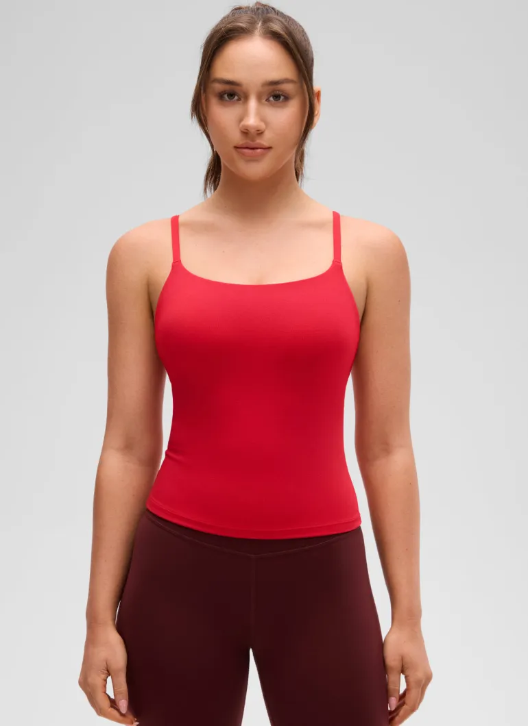 Softretch U Back Waist Length Built in Bra Tank