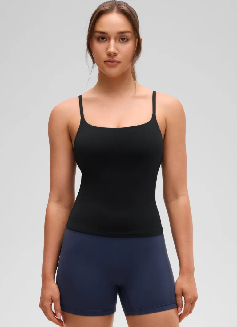 Softretch U Back Waist Length Built in Bra Tank
