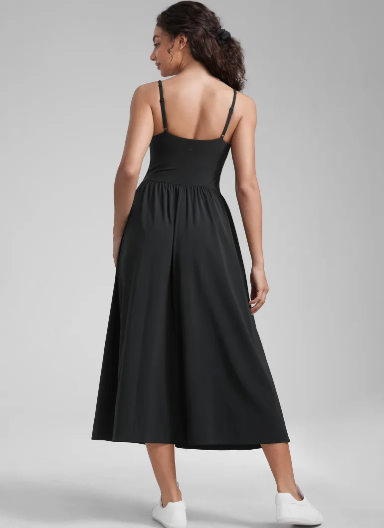 Square Neck Sleeveless Pocket Dress