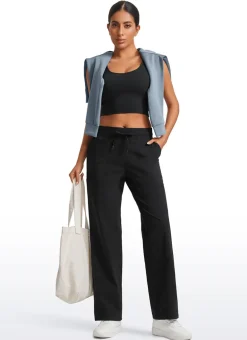 Strech Straight Leg High Rise Pant 30''