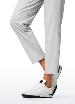 Stretch Drawstring High Waist 7/8 Pants with Pockets 27''