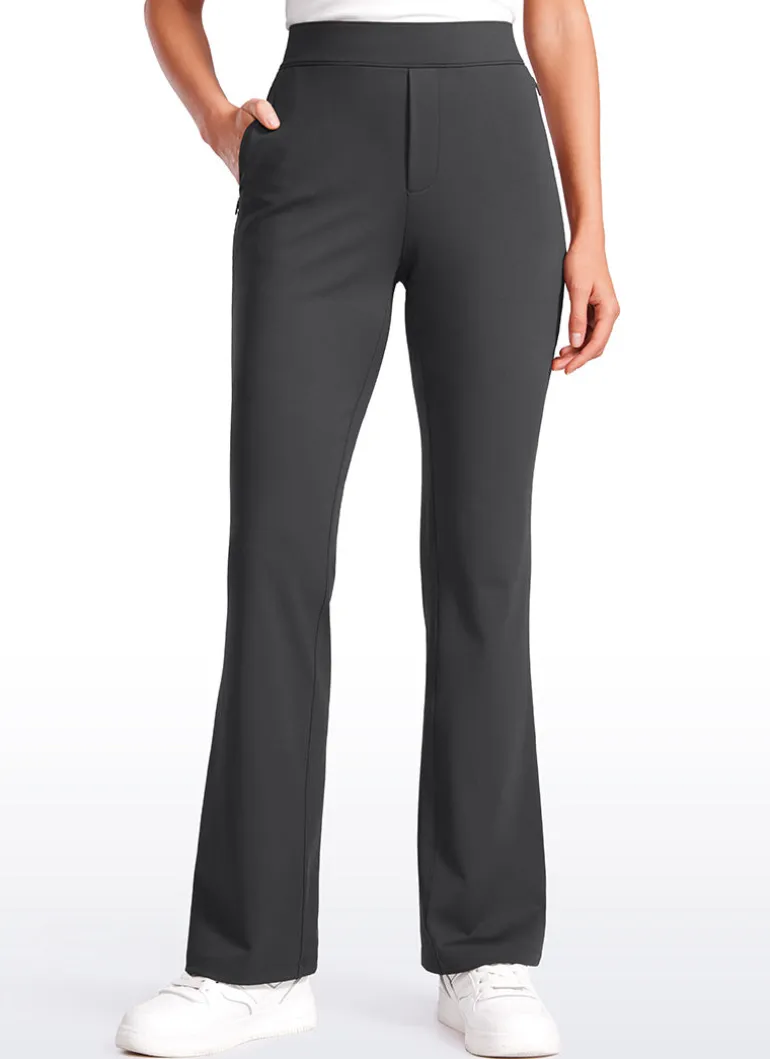 Stretch Flared Pants with Zip Pockets 31"