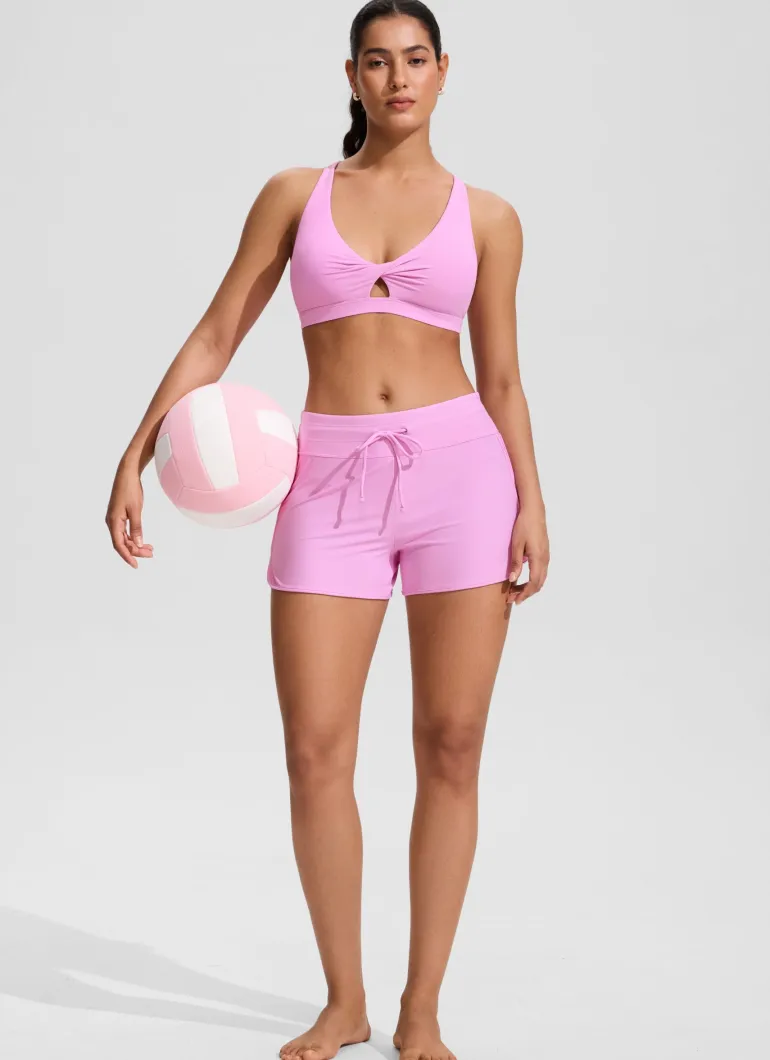 Twist Front Cut Out Cross Back Bikini Top