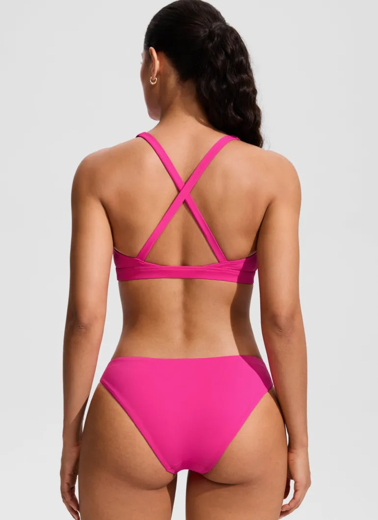 Twist Front Cut Out Cross Back Bikini Top