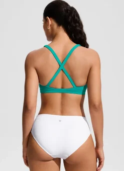 Twist Front Cut Out Cross Back Bikini Top
