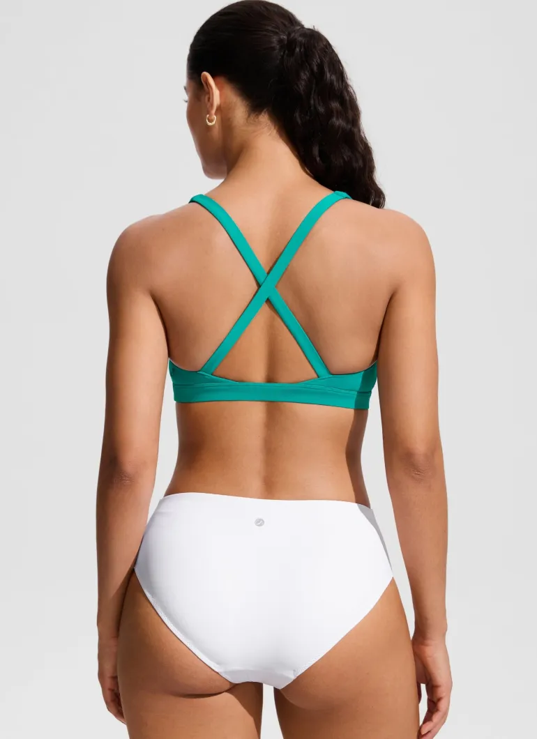 Twist Front Cut Out Cross Back Bikini Top