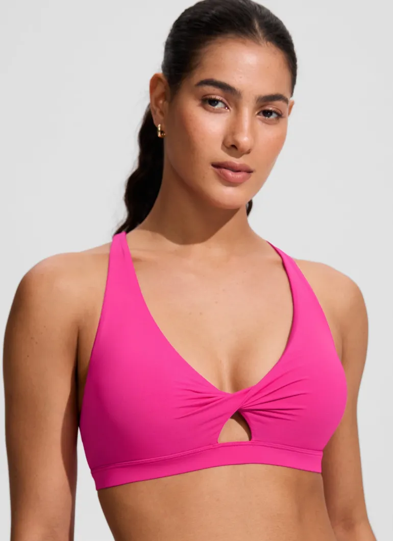 Twist Front Cut Out Cross Back Bikini Top