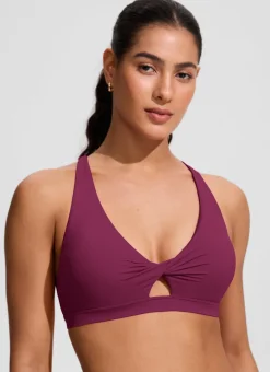 Twist Front Cut Out Cross Back Bikini Top
