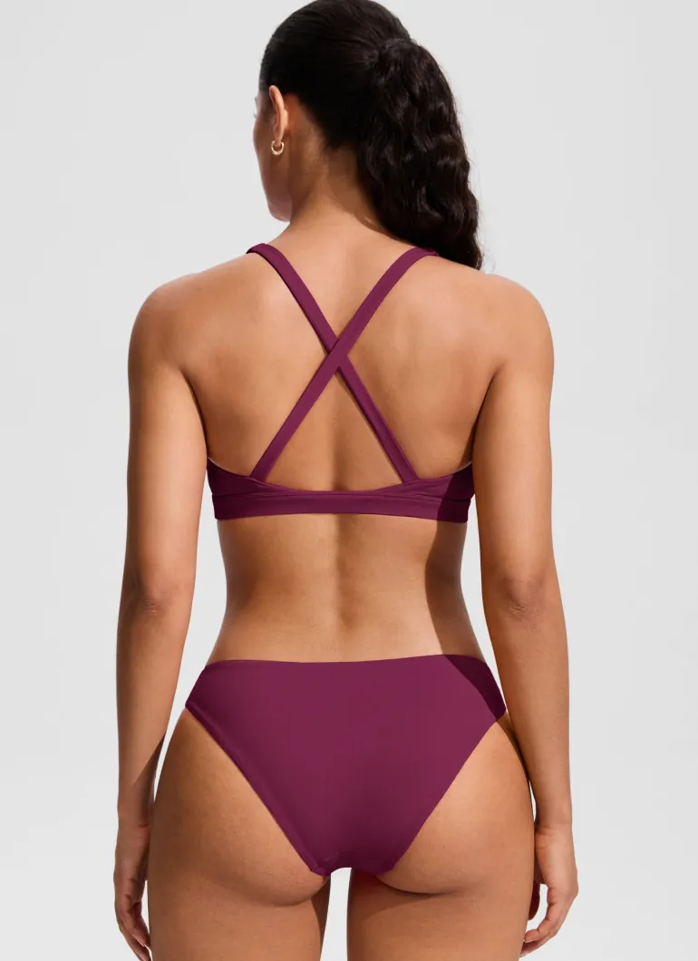 Twist Front Cut Out Cross Back Bikini Top