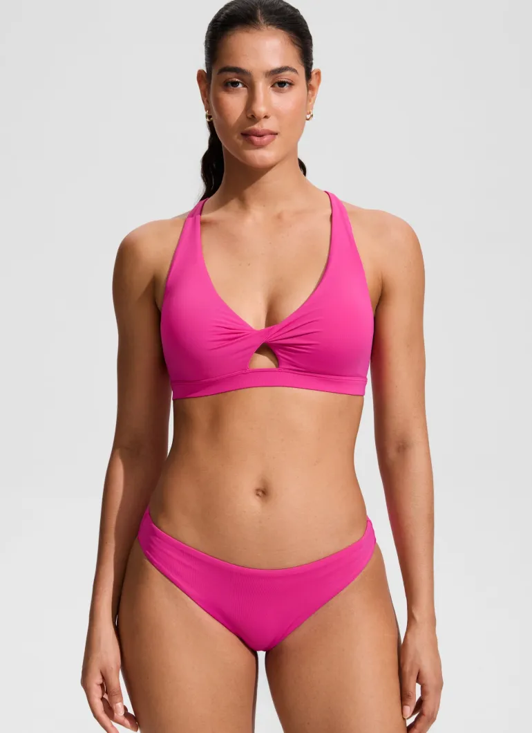 Twist Front Cut Out Cross Back Bikini Top