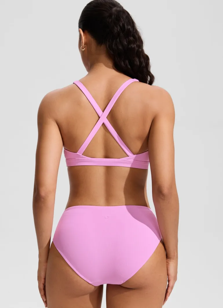 Twist Front Cut Out Cross Back Bikini Top
