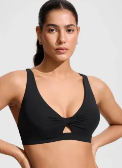 Twist Front Cut Out Cross Back Bikini Top