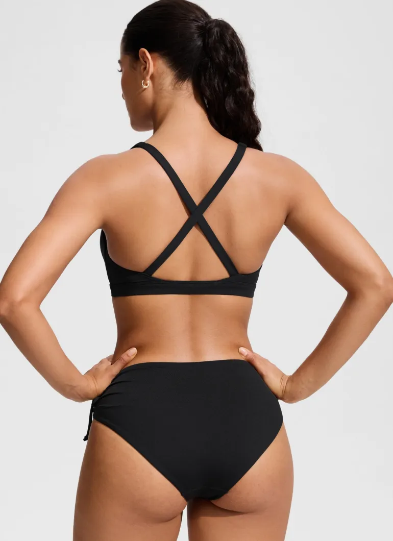 Twist Front Cut Out Cross Back Bikini Top