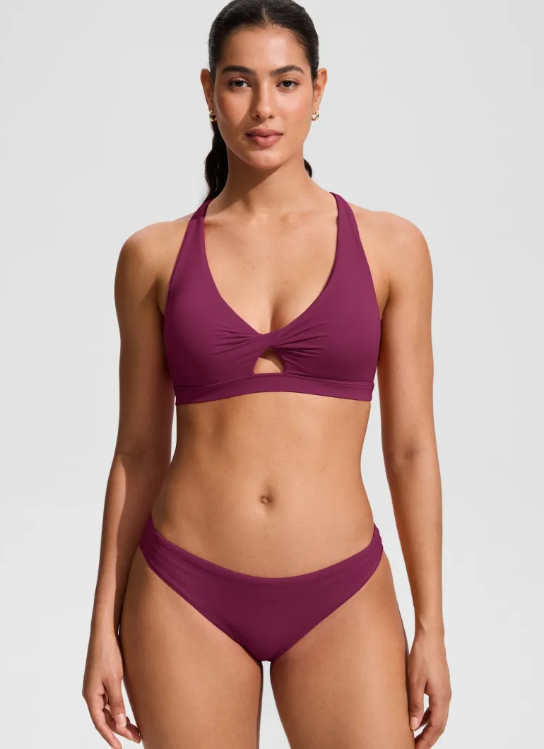 Twist Front Cut Out Cross Back Bikini Top