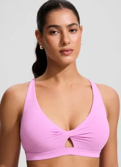 Twist Front Cut Out Cross Back Bikini Top