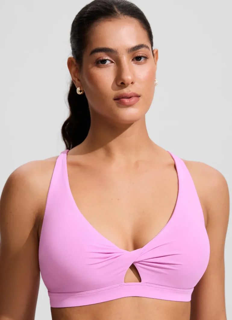 Twist Front Cut Out Cross Back Bikini Top