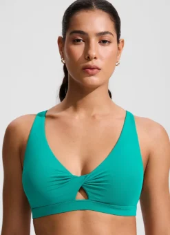 Twist Front Cut Out Cross Back Bikini Top