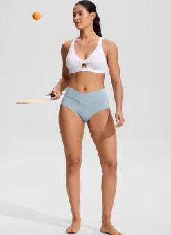 Twist Front Cut Out Cross Back Bikini Top