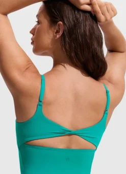 U Neck Twist Back Tankini Top