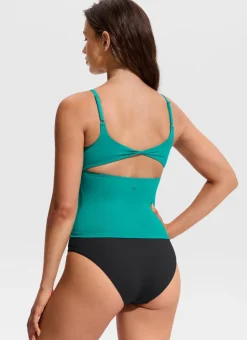 U Neck Twist Back Tankini Top