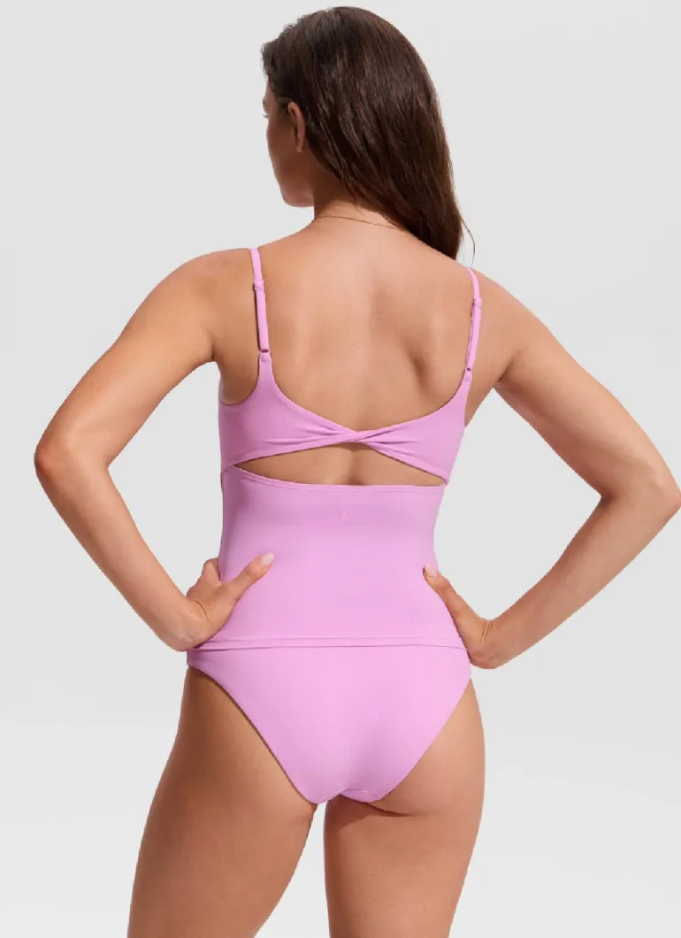 U Neck Twist Back Tankini Top