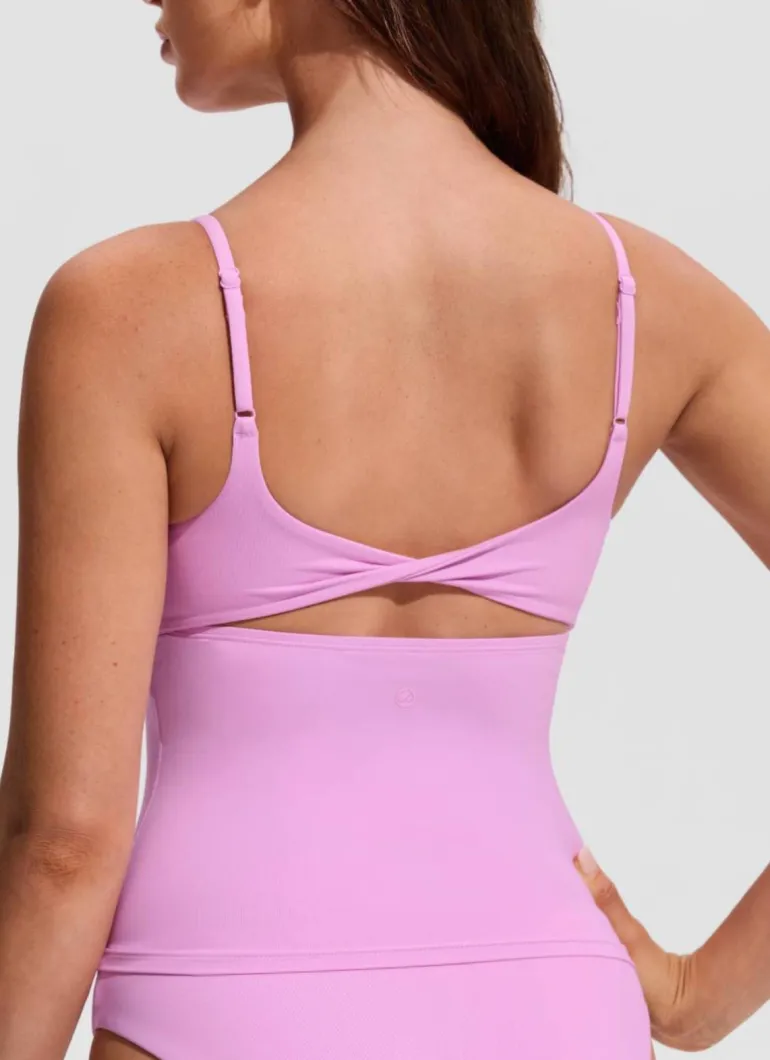 U Neck Twist Back Tankini Top