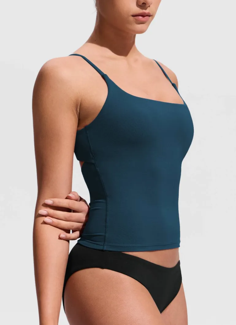 U Neck Twist Back Tankini Top