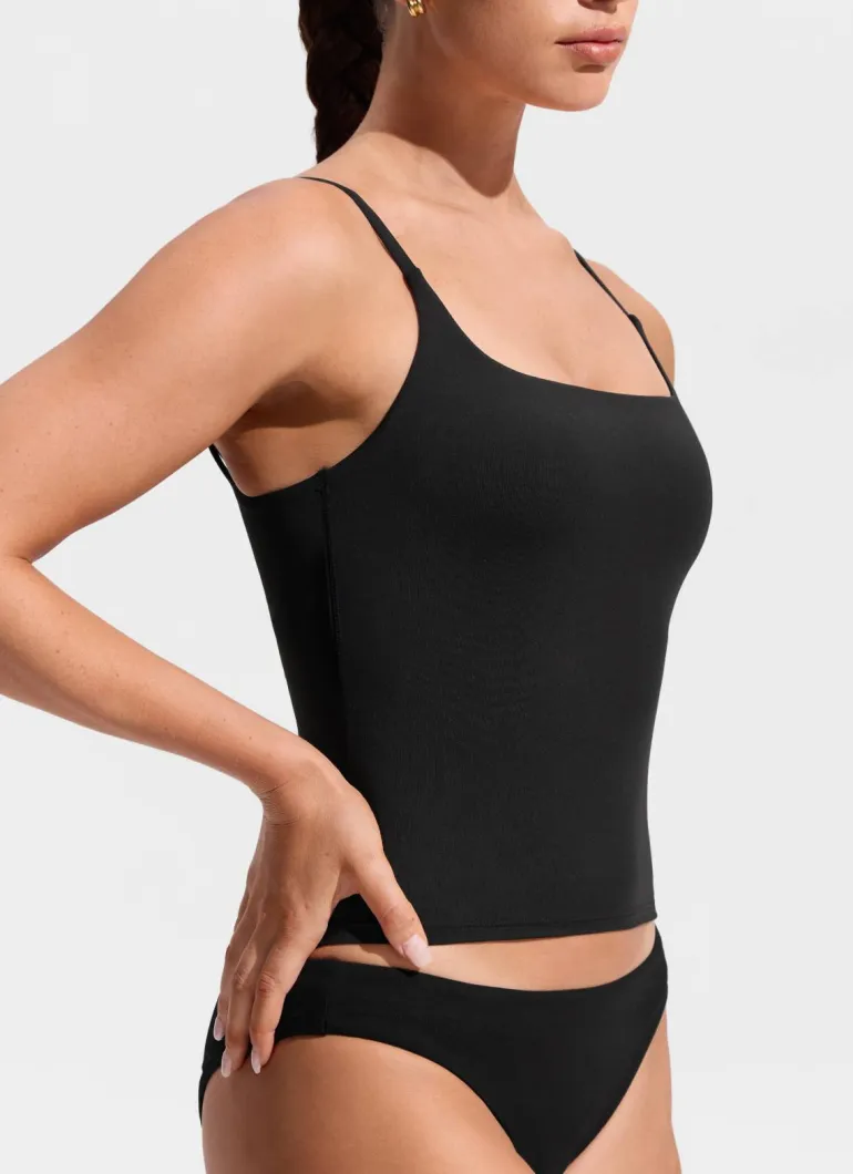 U Neck Twist Back Tankini Top