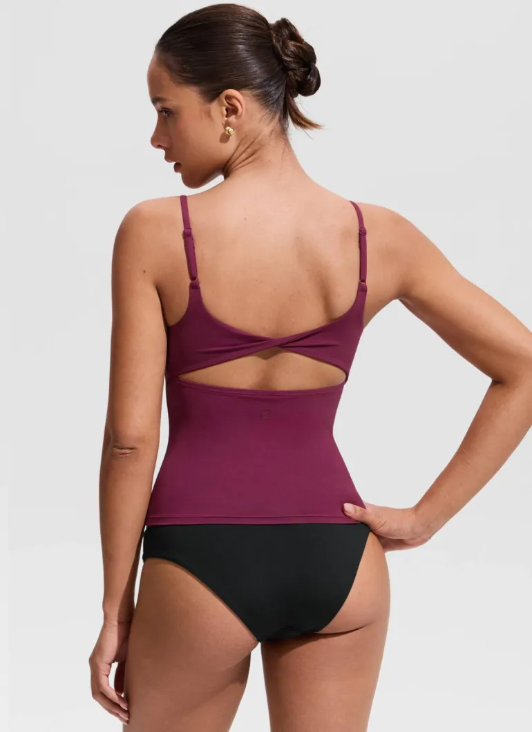U Neck Twist Back Tankini Top