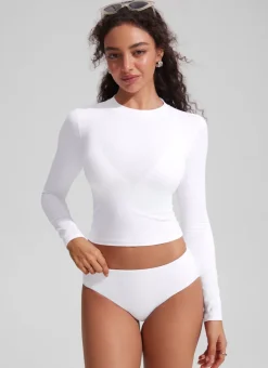 UPF 50+ Cropped Rashguard Swimsuit Top