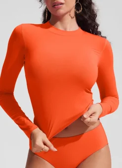 UPF 50+ Cropped Rashguard Swimsuit Top