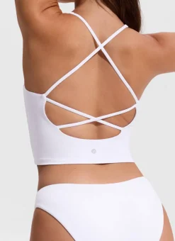 V Neck Criss Cross Back Crop Tankini