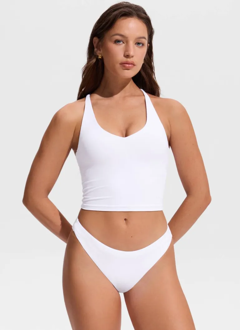 V Neck Criss Cross Back Crop Tankini