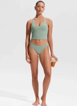 V Neck Criss Cross Back Crop Tankini