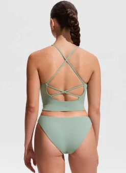 V Neck Criss Cross Back Crop Tankini