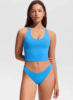 V Neck Criss Cross Back Crop Tankini