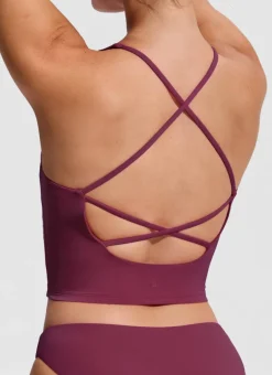 V Neck Criss Cross Back Crop Tankini