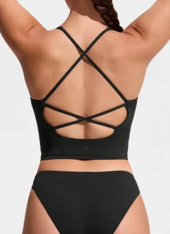 V Neck Criss Cross Back Crop Tankini