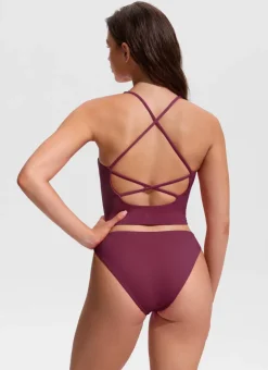 V Neck Criss Cross Back Crop Tankini