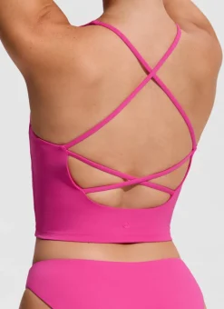 V Neck Criss Cross Back Crop Tankini